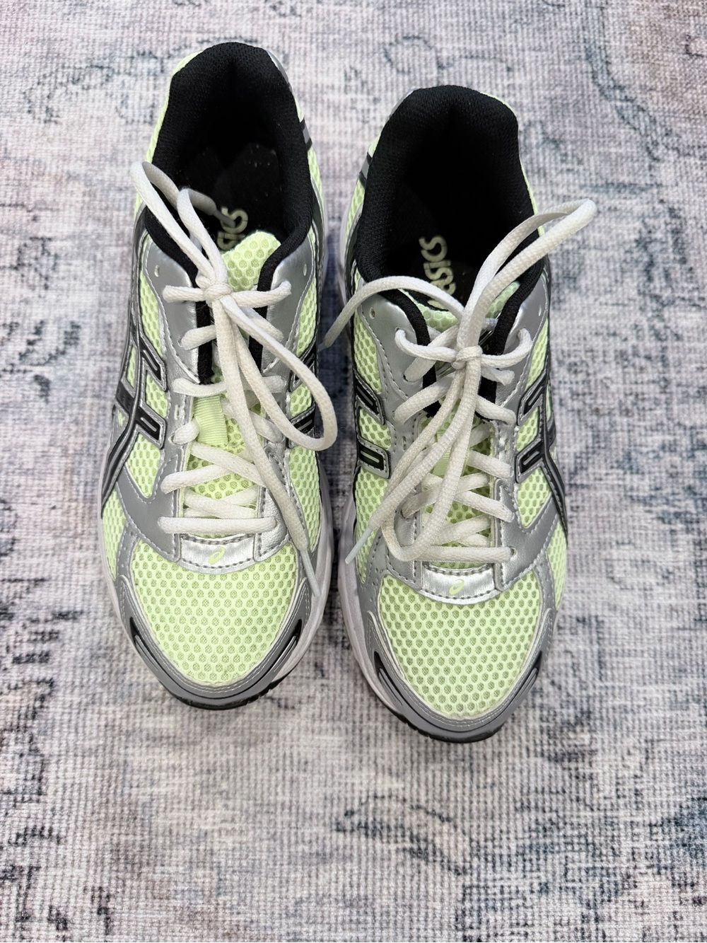 Asics Kids Neon Yellow & Silver Lace-Up Sneakers